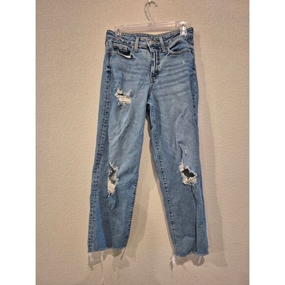 Old Navy Denim - Old Navy Womens High Rise Baggy Fit Ripped Knee Jeans Size 4 Blue
